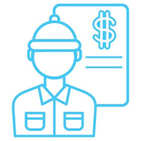 Icon of a worker with a dollar sign symbol.