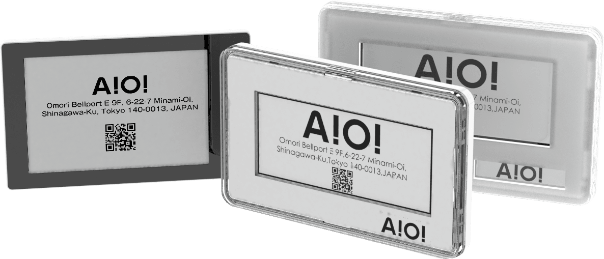 Three rectangular control buttons with AIO branding and QR codes.